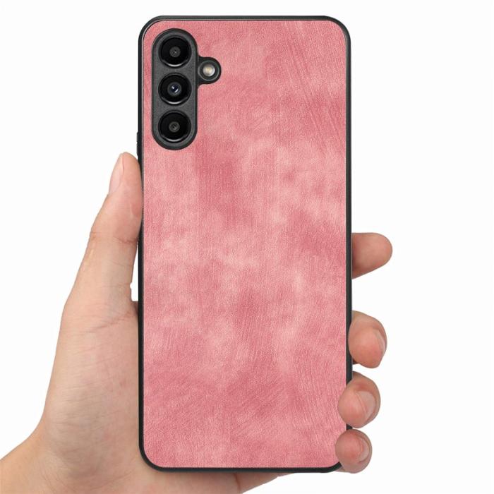 OEM - Samsung Galaxy A35 5G Skal Stöttålig Slim Retro Äkta Läder - Rosa