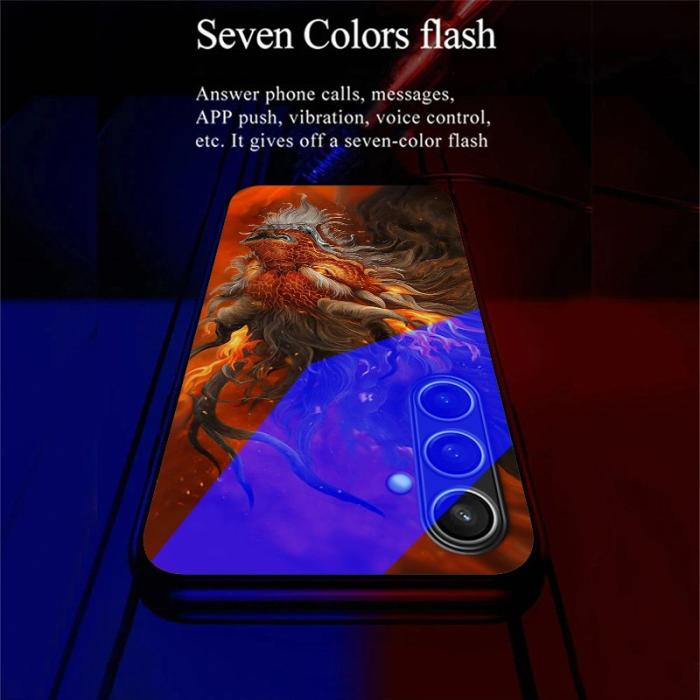 OEM - Samsung Galaxy A35 5G Skal Tempererat Glas + TPU Call Flash - Röd Elddrake
