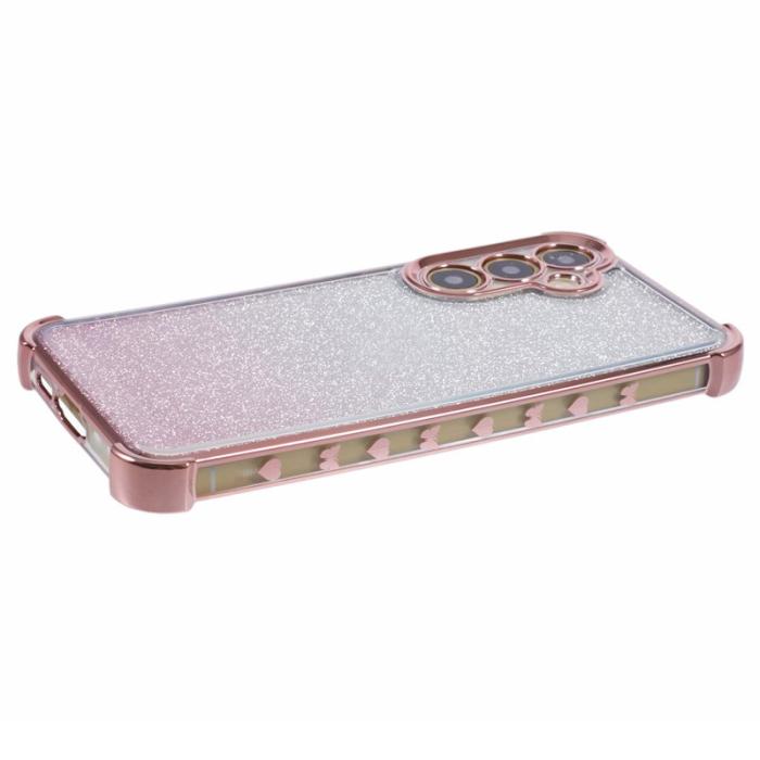 OEM - Samsung Galaxy A35 5G Skal TPU Glittrande Gradient Hjärta - Rosa