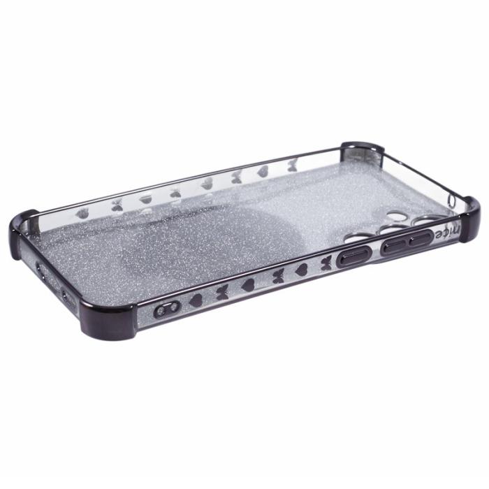 OEM - Samsung Galaxy A35 5G Skal TPU Glittrig Med Ställ och Spegel - Svart