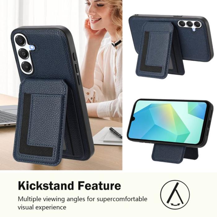 OEM - Samsung Galaxy A35 5G Skal TPU + Konstläder - Mörkblå