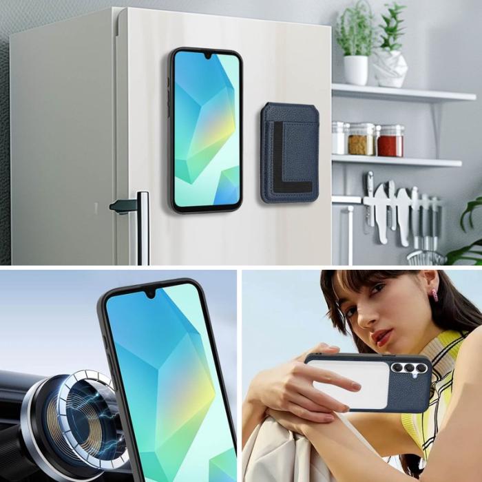 OEM - Samsung Galaxy A35 5G Skal TPU + Konstläder - Mörkblå