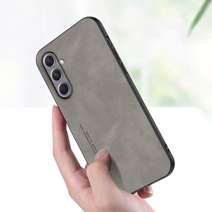 OEM - Samsung Galaxy A35 5G Skal TPU + Konstläder Slim - Grå