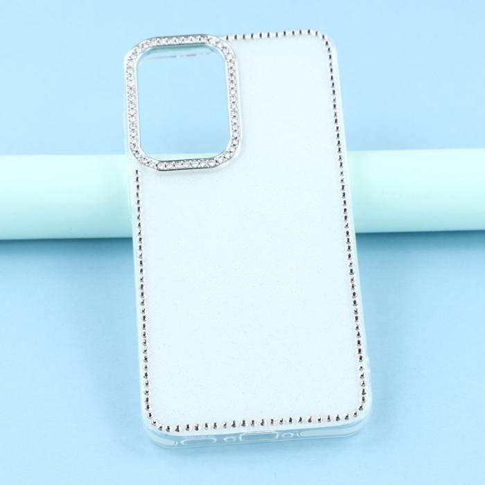 OEM - Samsung Galaxy A35 5G Skal TPU + PC Glitterkant - Glitter Vit