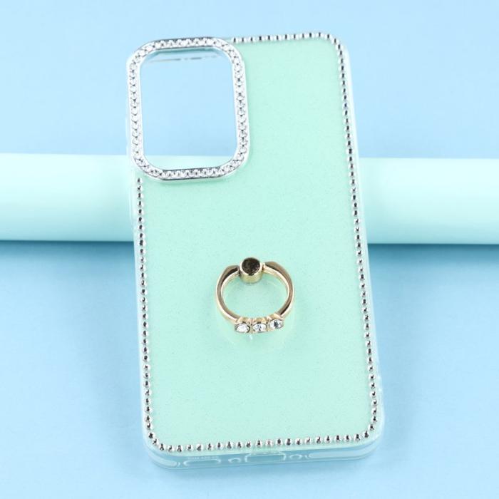 OEM - Samsung Galaxy A35 5G Skal TPU + PC Rhinestone Kant - Glittrande Ljusgrön