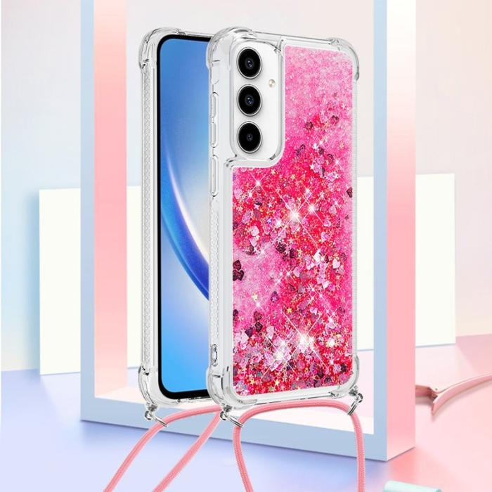 OEM - Samsung Galaxy A35 5G Skal TPU Quicksand Design - Rosa / Hjärtan