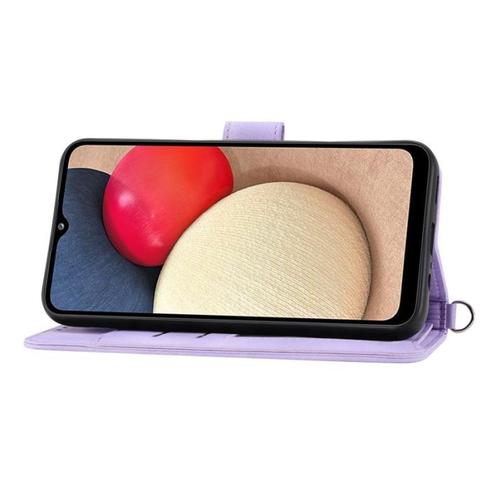 OEM - Samsung Galaxy A35 5G Skal TPU+Konstläder Blommönster - Ljuslila