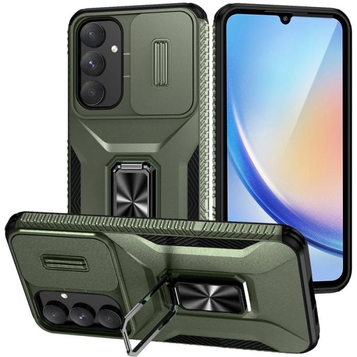 OEM - Samsung Galaxy A35 5G Skal TPU+PC Med Ställ - Grön