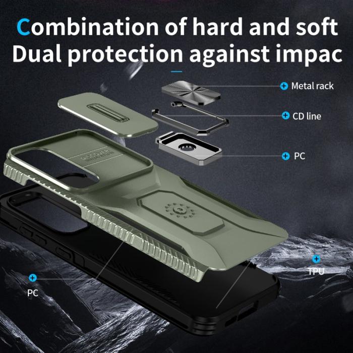 OEM - Samsung Galaxy A35 5G Skal TPU+PC Med Ställ - Grön