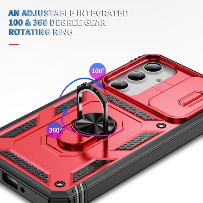 OEM - Samsung Galaxy A35 5G Skal TPU+PC Med Ställ - Svart+Röd