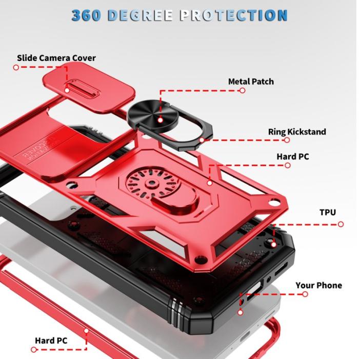 OEM - Samsung Galaxy A35 5G Skal TPU+PC Med Ställ - Svart+Röd
