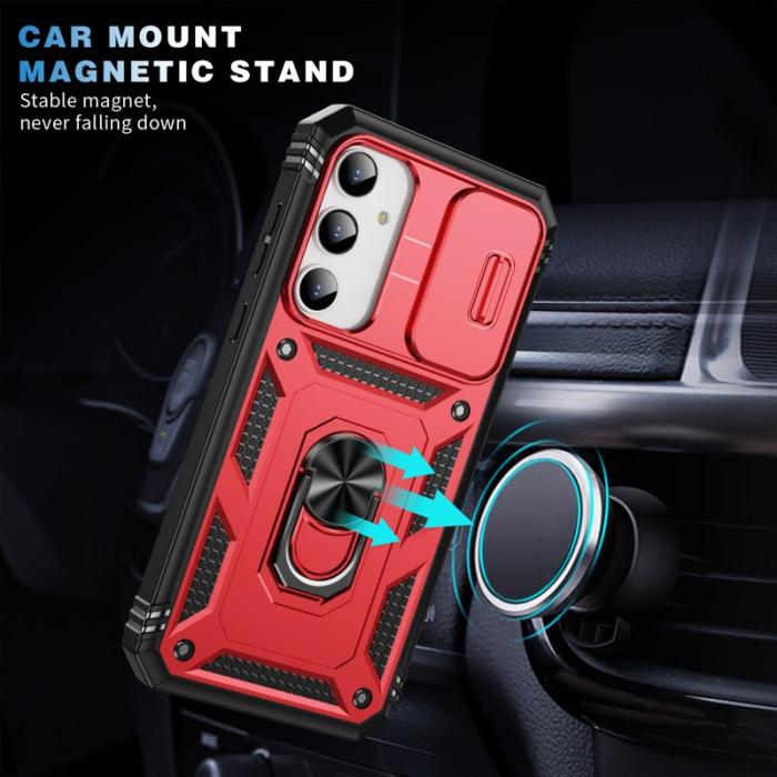 OEM - Samsung Galaxy A35 5G Skal TPU+PC Med Ställ - Svart+Röd