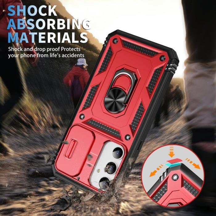 OEM - Samsung Galaxy A35 5G Skal TPU+PC Med Ställ - Svart+Röd