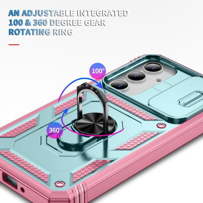 OEM - Samsung Galaxy A35 5G Skal TPU+PC Med Ställning - Grön+Rosa