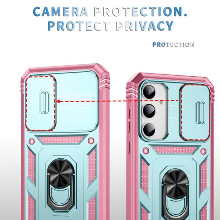 OEM - Samsung Galaxy A35 5G Skal TPU+PC Med Ställning - Grön+Rosa