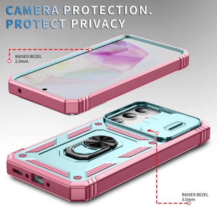 OEM - Samsung Galaxy A35 5G Skal TPU+PC Med Ställning - Grön+Rosa