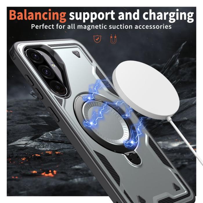 N/A - Samsung Galaxy A36 5G Skal Plast Militärskydd Kickstand - Grå