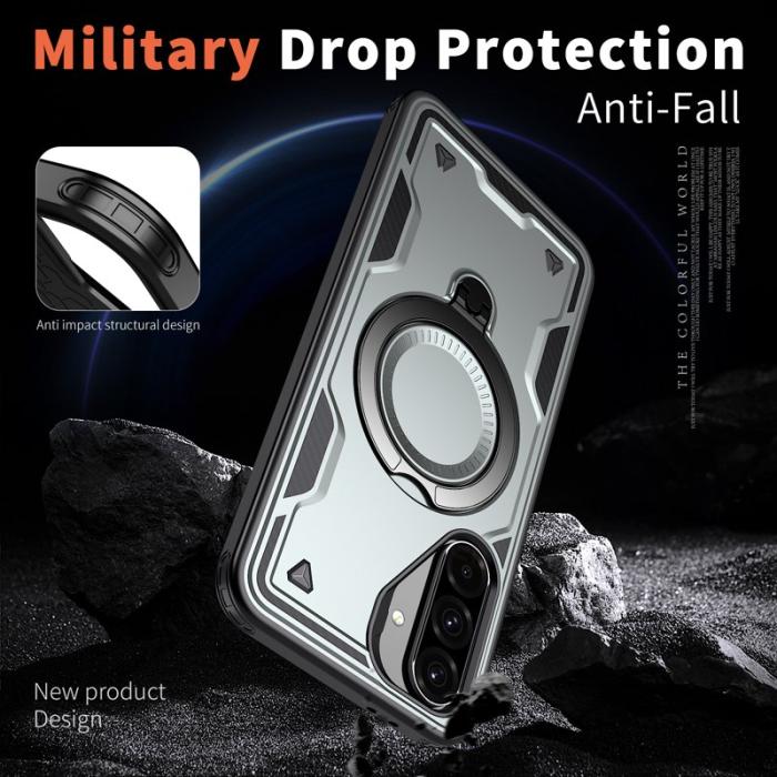 N/A - Samsung Galaxy A36 5G Skal Plast Militärskydd Kickstand - Grå