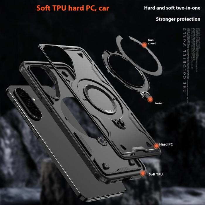 N/A - Samsung Galaxy A36 5G Skal Plast Militärskydd Kickstand - Grå