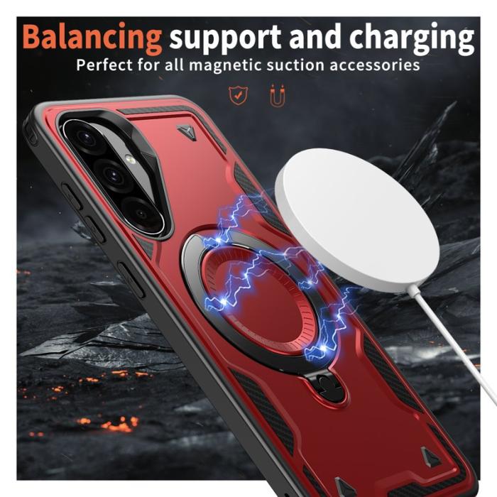 N/A - Samsung Galaxy A36 5G Skal Plast Militärskydd Kickstand - Röd