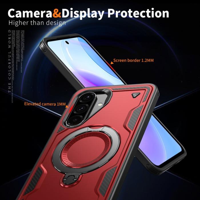 N/A - Samsung Galaxy A36 5G Skal Plast Militärskydd Kickstand - Röd