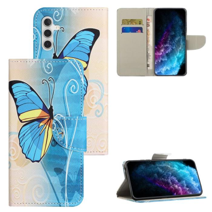 OEM - Samsung Galaxy A37 / A36 5G Fodral Äkta Läder Mönster - Butterfly