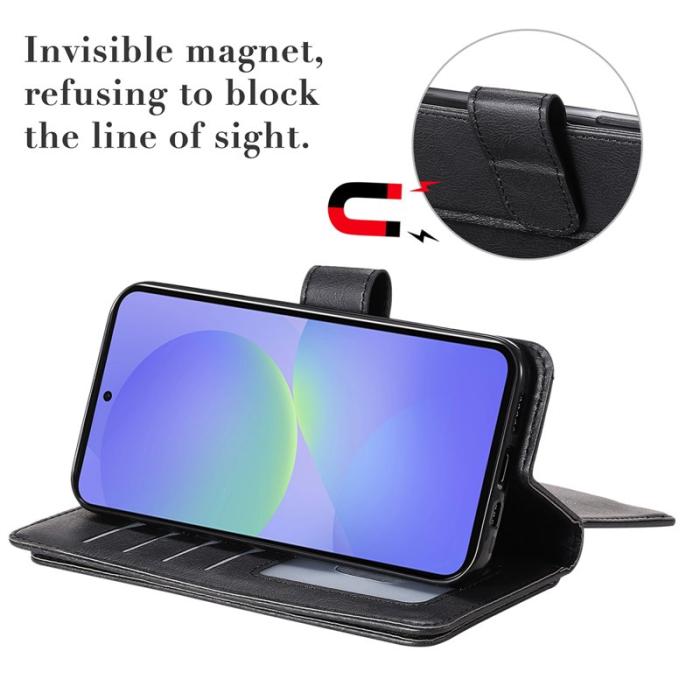 OEM - Samsung Galaxy A37 Plånboksfodral Konstläder 10 Kortställ - Svart