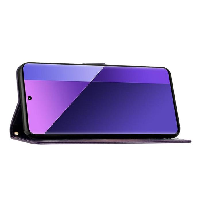 OEM - Samsung Galaxy A37 Plånboksfodral Konstläder Blommönster - Lila