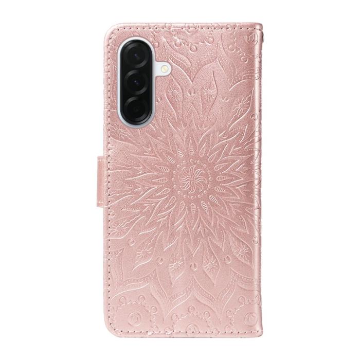 OEM - Samsung Galaxy A37 Plånboksfodral Konstläder Blommönster - Roséguld
