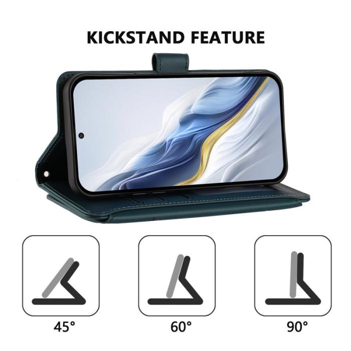 OEM - Samsung Galaxy A37 Plånboksfodral Konstläder Blomtryck - Grön