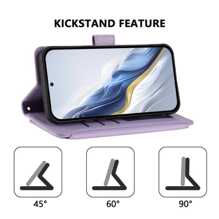 OEM - Samsung Galaxy A37 Plånboksfodral Konstläder Blomtryck - Lila