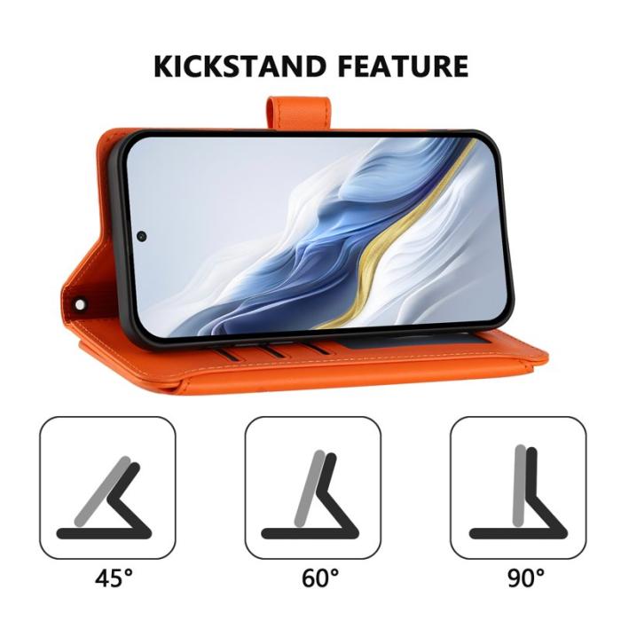 OEM - Samsung Galaxy A37 Plånboksfodral Konstläder Blomtryck - Orange