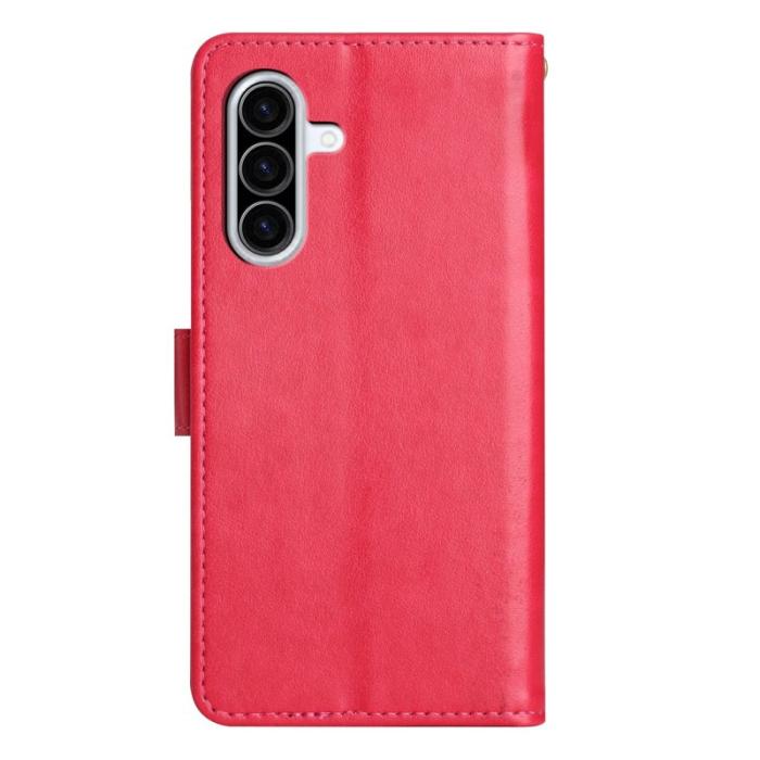 OEM - Samsung Galaxy A37 Plånboksfodral Konstläder Blomtryck - Röd