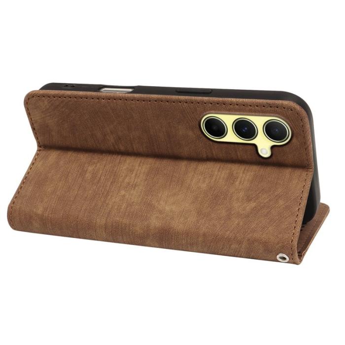 OEM - Samsung Galaxy A37 Fodral Äkta Läder Magnetiskt Skydd - Brun