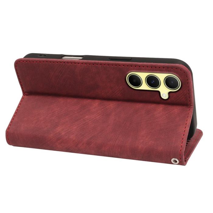 OEM - Samsung Galaxy A37 Fodral Äkta Läder Magnetiskt Skydd - Röd