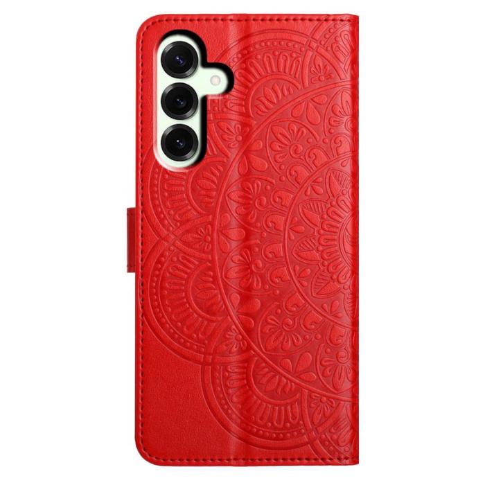 OEM - Samsung Galaxy A37 Plånboksfodral Konstläder Mandala Mönster - Röd