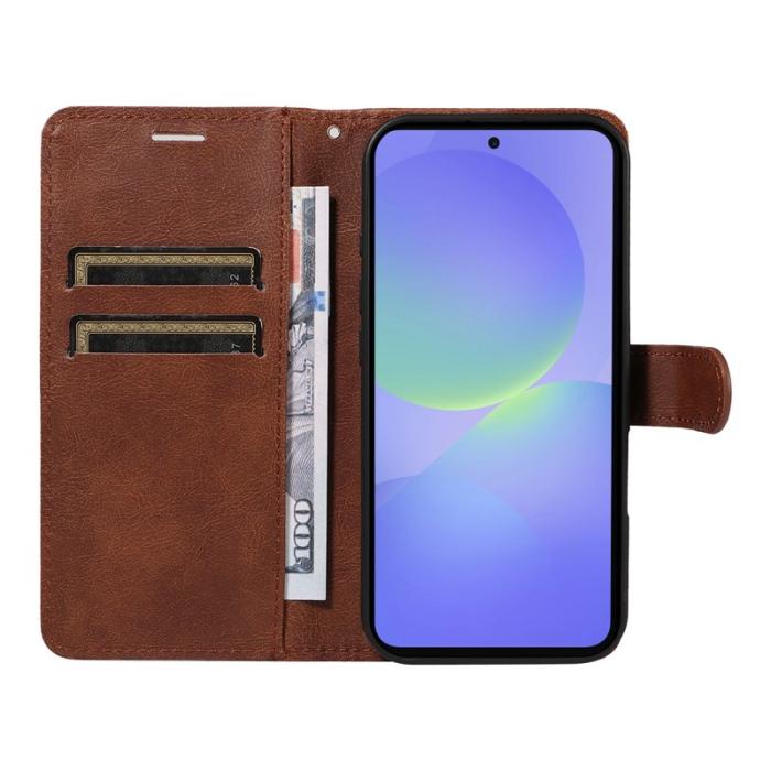 OEM - Samsung Galaxy A37 Plånboksfodral Konstläder Med Rem - Brun