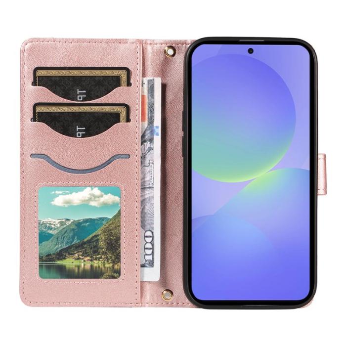 OEM - Samsung Galaxy A37 Plånboksfodral Konstläder Med Rem - Roséguld