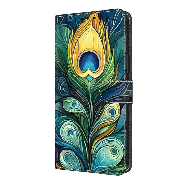 OEM - Samsung Galaxy A37 Plånboksfodral Konstläder Mönstertryck - Grön