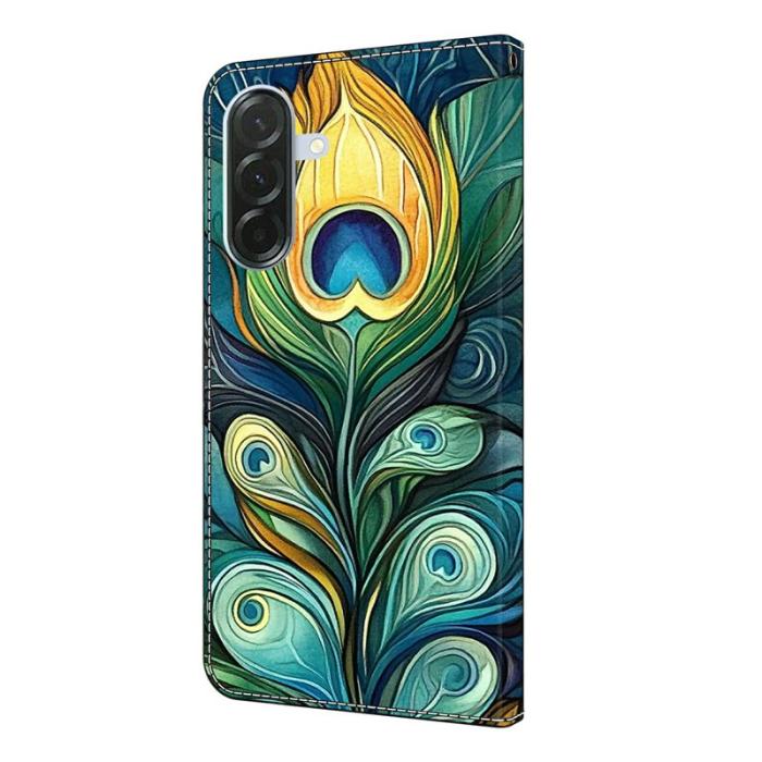 OEM - Samsung Galaxy A37 Plånboksfodral Konstläder Mönstertryck - Grön