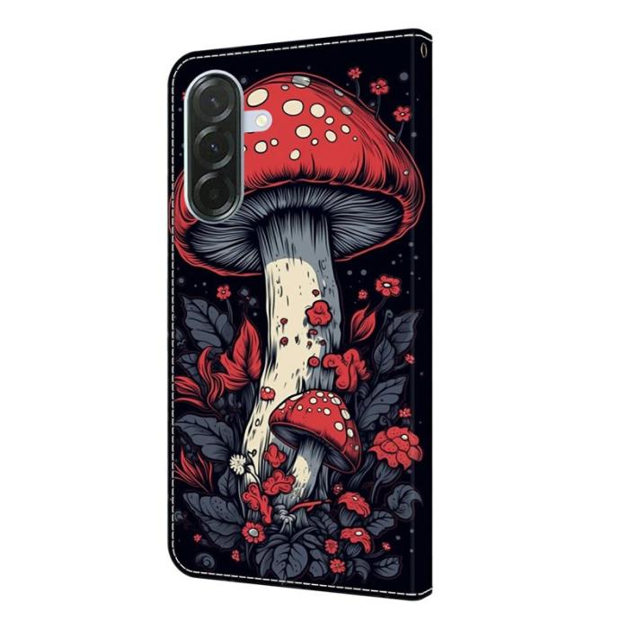 OEM - Samsung Galaxy A37 Plånboksfodral Konstläder Mönstertryck - Röd Svamp