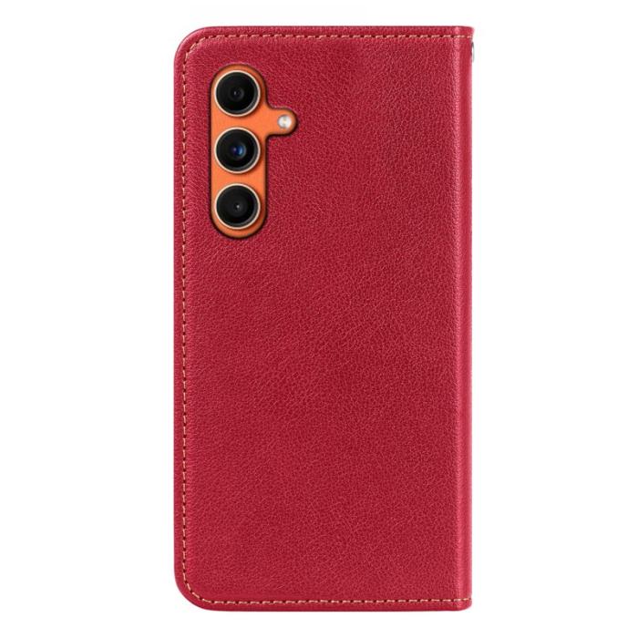 OEM - Samsung Galaxy A37 Fodral Äkta Läder RFID Skydd - Röd