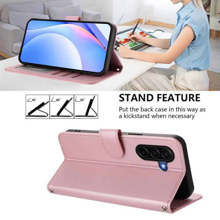 OEM - Samsung Galaxy A37 Plånboksfodral Konstläder RFID Skydd - Rosa