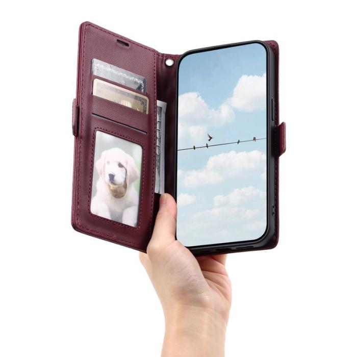 OEM - Samsung Galaxy A37 Plånboksfodral Konstläder Rhombus - Vinröd