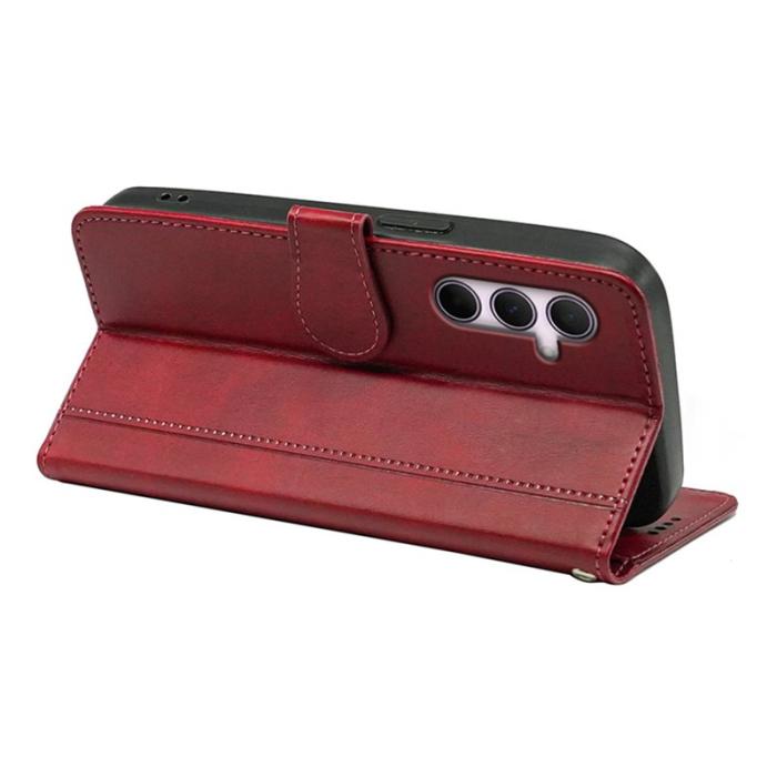 OEM - Samsung Galaxy A37 Fodral Äkta Läder Ställbart - Röd