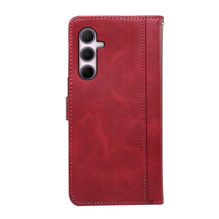 OEM - Samsung Galaxy A37 Fodral Äkta Läder Ställbart - Röd