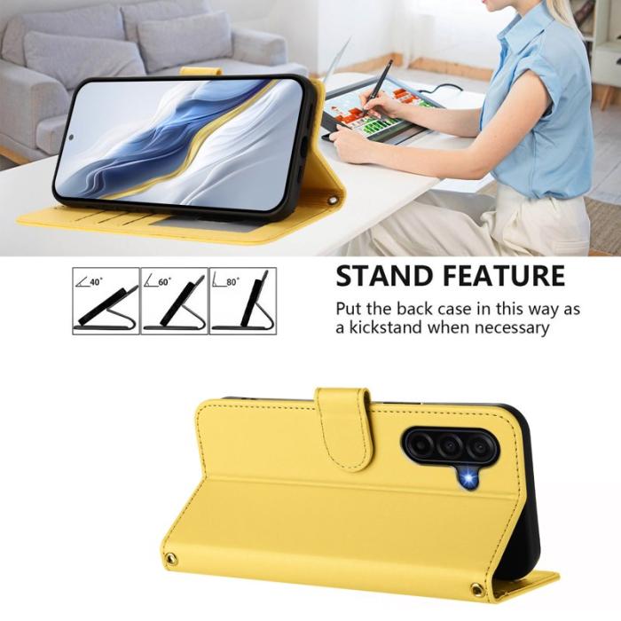 OEM - Samsung Galaxy A37 Fodral Äkta Läder Ställfunktion - Gul