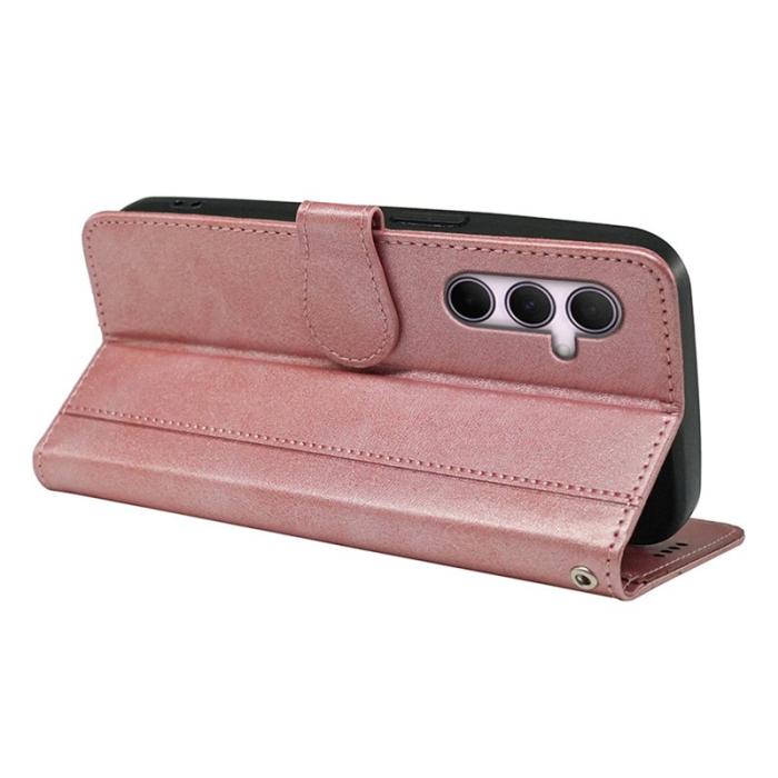 OEM - Samsung Galaxy A37 Fodral Äkta Läder Ställfunktion - Roséguld