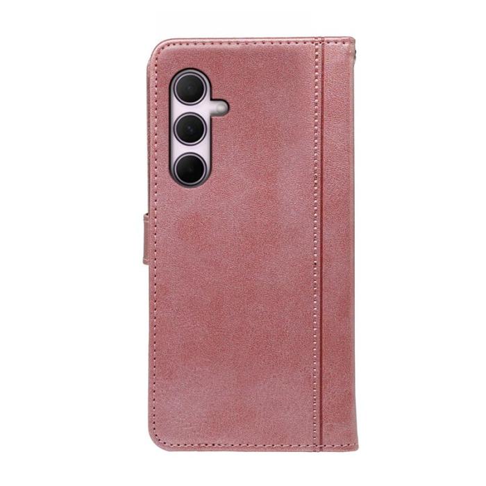 OEM - Samsung Galaxy A37 Fodral Äkta Läder Ställfunktion - Roséguld