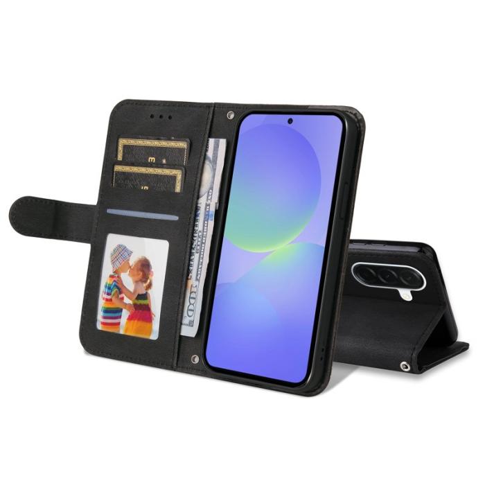 OEM - Samsung Galaxy A37 Plånboksfodral Konstläder Stöd med Rem - Svart